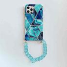 For iPhone 12 mini Electroplating Splicing TPU Protective Case with Chain Strap (Blue) - 1