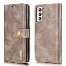 For Samsung Galaxy S21 5G DG.MING Crazy Horse Texture Flip Detachable Magnetic Leather Case with Holder & Card Slots & Wallet(Grey) - 1