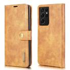 For Samsung Galaxy S21 Ultra 5G DG.MING Crazy Horse Texture Flip Detachable Magnetic Leather Case with Holder & Card Slots & Wallet(Brown) - 1