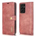 For Samsung Galaxy S21 Ultra 5G DG.MING Crazy Horse Texture Flip Detachable Magnetic Leather Case with Holder & Card Slots & Wallet(Red) - 1