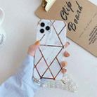 Electroplating Splicing Geometric Pattern TPU Protective Case with Chain Strap For iPhone 12 / 12 Pro(White) - 1