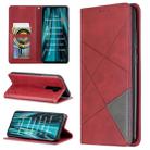 For Xiaomi Redmi Note 8 Pro Rhombus Texture Horizontal Flip Magnetic Leather Case with Holder & Card Slots(Red) - 1