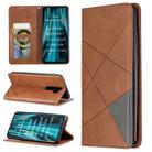 For Xiaomi Redmi Note 8 Pro Rhombus Texture Horizontal Flip Magnetic Leather Case with Holder & Card Slots(Brown) - 1