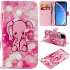 For iPhone 11 Pro Painted Pattern Horizontal Flip Leather Case, with Wallet & Holder & Card Slots & Lanyard(Pink Elephant) - 1