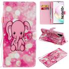 For Galaxy Note 10 Plus Painted Pattern Horizontal Flip Leather Case, with Wallet & Holder & Card Slots & Lanyard(Pink Elephant) - 1