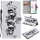 For Galaxy Note 10 Plus Painted Pattern Horizontal Flip Leather Case, with Wallet & Holder & Card Slots & Lanyard(Skull) - 1