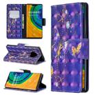 For Huawei Mate 30 Pro 3D Pattern Colored Drawing Horizontal Flip Leather Case with Holder & Card Slots & Wallet(Purple Butterfly) - 1