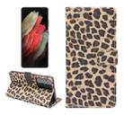 For Samsung Galaxy S21 Ultra 5G Leopard Pattern Horizontal Flip Leather Case with Holder & Card Slots(Yellow) - 1