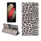 For Samsung Galaxy S21 Ultra 5G Leopard Pattern Horizontal Flip Leather Case with Holder & Card Slots(Brown) - 1