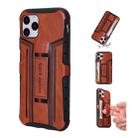 For iPhone 11 Pro Four-Corner Shockproof Paste Skin TPU Protective Case with Card Slots(Brown) - 1