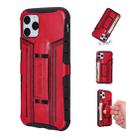 For iPhone 11 Pro Four-Corner Shockproof Paste Skin TPU Protective Case with Card Slots(Red) - 1