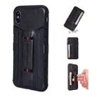 For iPhone XS / X Four-Corner Shockproof Paste Skin TPU Protective Case with Card Slots(Black) - 1