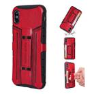 For iPhone XS Max Four-Corner Shockproof Paste Skin TPU Protective Case with Card Slots(Red) - 1