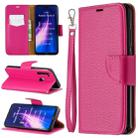 For Xiaomi Redmi Note 8 Litchi Texture Pure Color Horizontal Flip PU Leather Case with Holder & Card Slots & Wallet & Lanyard(Rose Red) - 1