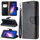 For Xiaomi Redmi Note 8 Litchi Texture Pure Color Horizontal Flip PU Leather Case with Holder & Card Slots & Wallet & Lanyard(Black) - 1