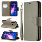 For Xiaomi Redmi Note 8 Litchi Texture Pure Color Horizontal Flip PU Leather Case with Holder & Card Slots & Wallet & Lanyard(Grey) - 1