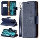 For Xiaomi Redmi Note 8 Pro Litchi Texture Pure Color Horizontal Flip PU Leather Case with Holder & Card Slots & Wallet & Lanyard(Dark Blue) - 1