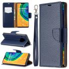 For Huawei Mate 30 Pro Litchi Texture Pure Color Horizontal Flip PU Leather Case with Holder & Card Slots & Wallet & Lanyard(Dark Blue) - 1