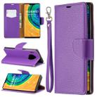 For Huawei Mate 30 Pro Litchi Texture Pure Color Horizontal Flip PU Leather Case with Holder & Card Slots & Wallet & Lanyard(Purple) - 1
