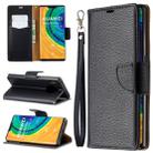 For Huawei Mate 30 Pro Litchi Texture Pure Color Horizontal Flip PU Leather Case with Holder & Card Slots & Wallet & Lanyard(Black) - 1