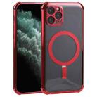 Straight Side Laser Plating Full Coverage Clear TPU Shockproof Magsafe Case For iPhone 11 (Red) - 1