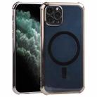 Straight Side Laser Plating Full Coverage Clear TPU Shockproof Magsafe Case For iPhone 11 Pro(Graphite Black) - 1
