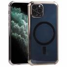 Straight Side Laser Plating Full Coverage Clear TPU Shockproof Magsafe Case For iPhone 11 Pro Max(Graphite Black) - 1