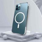 For iPhone 11 Pro Max Straight Side Laser Plating Full Coverage Clear TPU Shockproof Magsafe Case  (White) - 1
