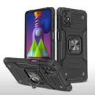 For Samsung Galaxy M51 Magnetic Armor Shockproof TPU + PC Case with Metal Ring Holder(Black) - 1