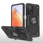 For Xiaomi Mi 10T Pro 5G Magnetic Armor Shockproof TPU + PC Case with Metal Ring Holder(Black) - 1