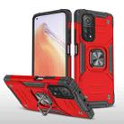 For Xiaomi Mi 10T Pro 5G Magnetic Armor Shockproof TPU + PC Case with Metal Ring Holder(Red) - 1