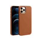 For iPhone 12 / 12 Pro QIALINO Nappa Leather Shockproof Magsafe Case(Brown) - 1