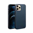 For iPhone 12 / 12 Pro QIALINO Nappa Leather Shockproof Magsafe Case(Blue) - 1