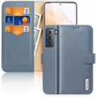 For Samsung Galaxy S21 5G DUX DUCIS Hivo Series Cowhide + PU + TPU Leather Horizontal Flip Case with Holder & Card Slots(Light Blue) - 1