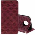 For Xiaomi Redmi Note 9 5G (CN Version) / Note 9T 5G Lucky Flowers Embossing Pattern Magnetic Horizontal Flip Leather Case with Holder & Card Slots(Wine Red) - 1