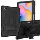 For Samsung Galaxy Tab S6 Lite P610 Contrast Color Robot Shockproof Silicone + PC Protective Case with Holder (Black) - 1