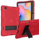 For Samsung Galaxy Tab S6 Lite P610 Contrast Color Robot Shockproof Silicone + PC Protective Case with Holder (Red Black) - 1