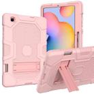 For Samsung Galaxy Tab S6 Lite P610 Contrast Color Robot Shockproof Silicone + PC Protective Case with Holder (Rose Gold) - 1