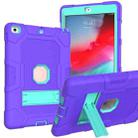 Contrast Color Robot Shockproof Silicone + PC Protective Case with Holder For iPad 9.7 (2018 / 2017)(Purple Mint Green) - 1
