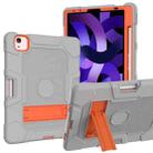 Contrast Color Robot Shockproof Silicone + PC Protective Case with Holder For iPad Air 2022 / 2020 10.9 inch(Grey Orange) - 1
