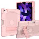 Contrast Color Robot Shockproof Silicone + PC Protective Case with Holder For iPad Air 2022 / 2020 10.9 inch(Rose Gold) - 1
