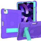 Contrast Color Robot Shockproof Silicone + PC Protective Case with Holder For iPad Air 2022 / 2020 10.9 inch(Purple Mint Green) - 1