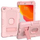 Contrast Color Robot Shockproof Silicone + PC Protective Case with Holder For iPad mini 5 / 4(Rose Gold) - 1