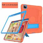 For iPad Pro 12.9 inch (2020) Contrast Color Robot Shockproof Silicone + PC Protective Tablet Case with Holder(Orange Blue) - 2