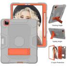 For iPad Pro 12.9 inch (2020) Contrast Color Robot Shockproof Silicone + PC Protective Tablet Case with Holder(Grey Orange) - 4