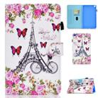 For Galaxy Tab A 8.0 2019 / T290 Colored Drawing Stitching Horizontal Flip Leather Case, with Holder & Card Slots(Flower Tower) - 1