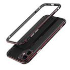 For iPhone 11 Aurora Series Lens Protector + Metal Frame Protective Case (Black Red) - 1