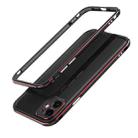 For iPhone 11 Pro Aurora Series Lens Protector + Metal Frame Protective Case (Black Red) - 1