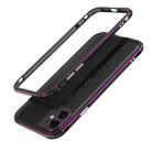 For iPhone 11 Pro Max Aurora Series Lens Protector + Metal Frame Protective Case (Black Purple) - 1
