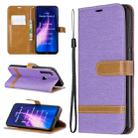 For Xiaomi Redmi Note 8 Color Matching Denim Texture Horizontal Flip Leather Case with Holder & Card Slots & Wallet & Lanyard(Purple) - 1